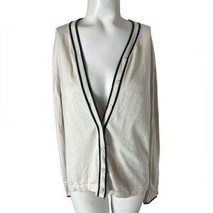 Pendleton Silk Cream Cardigan with piping detail